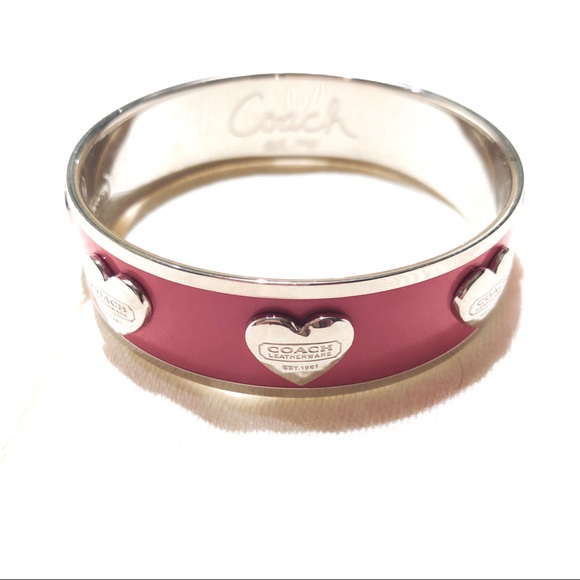Coach Jewelry - EUC Coach Raised Red Heart Logo Bangle Bracelet